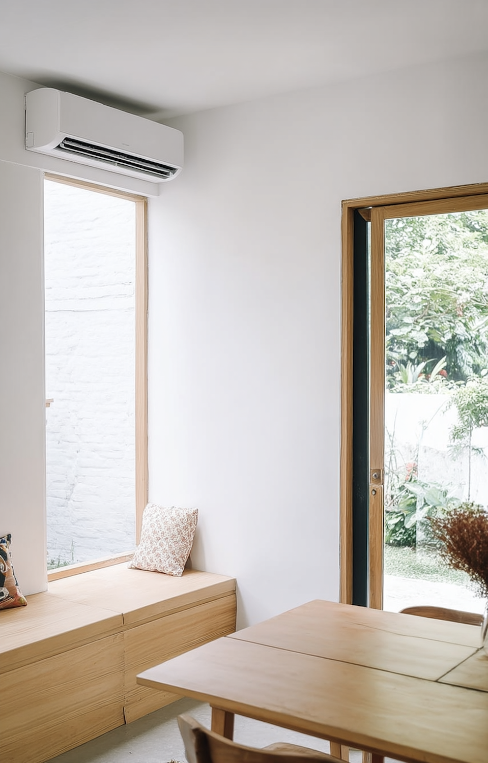 Aire acondicionado tipo Split instalado en la pared de una habitación