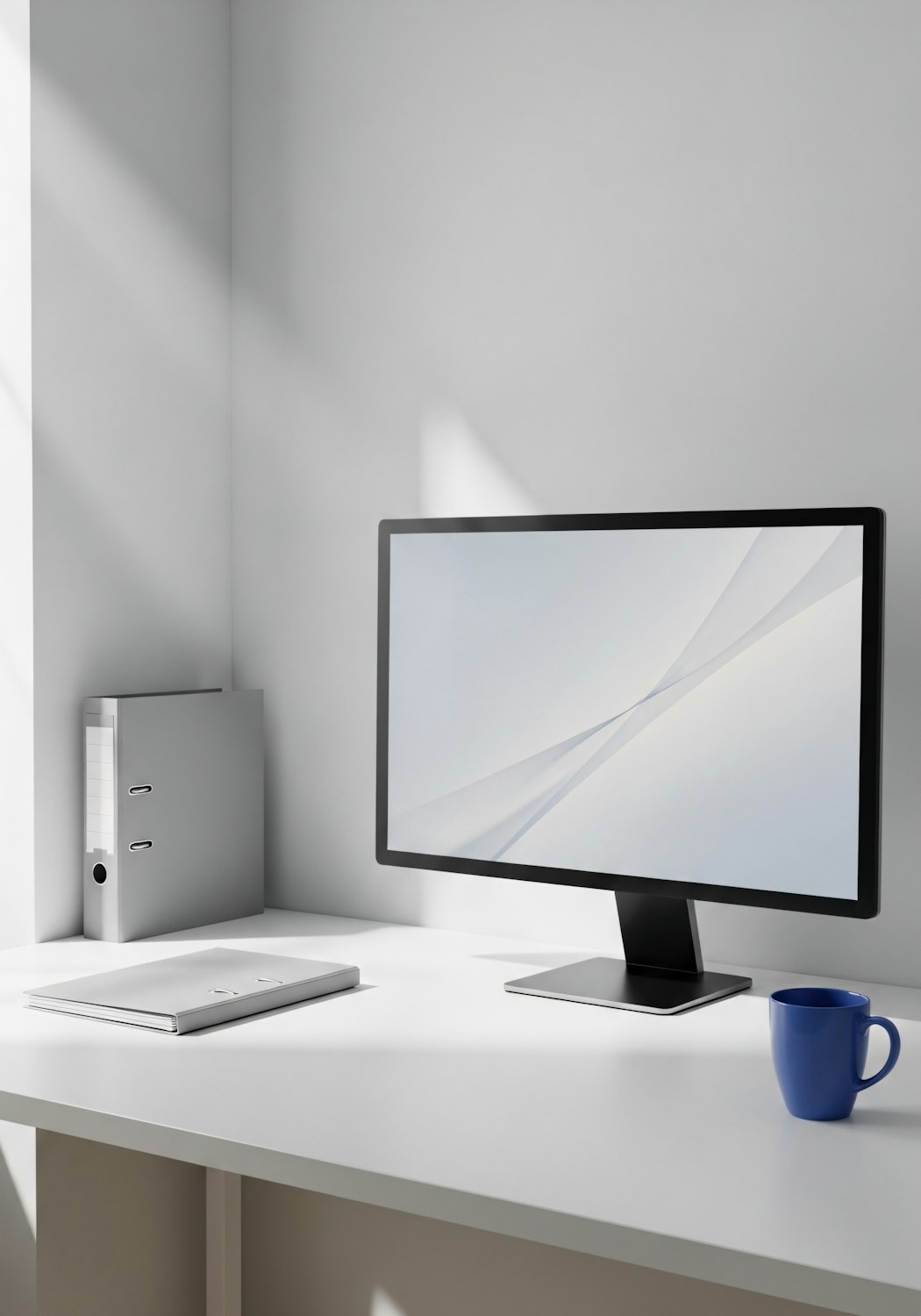 Monitor curvo de 27 pulgadas sobre un escritorio