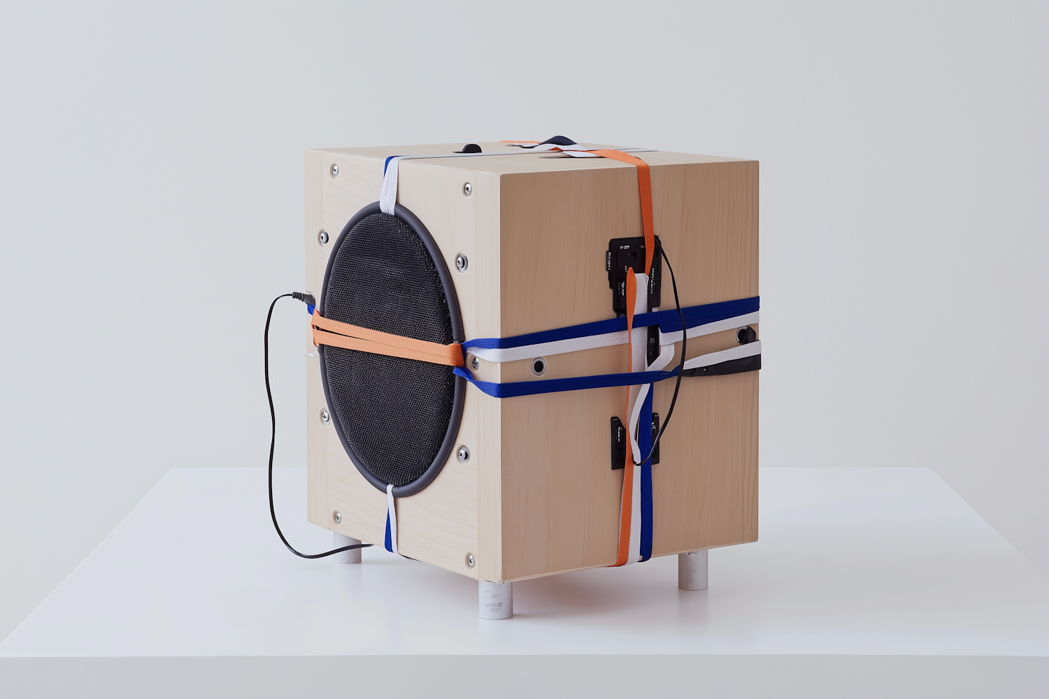 Parlante Bluetooth portátil sobre una mesa