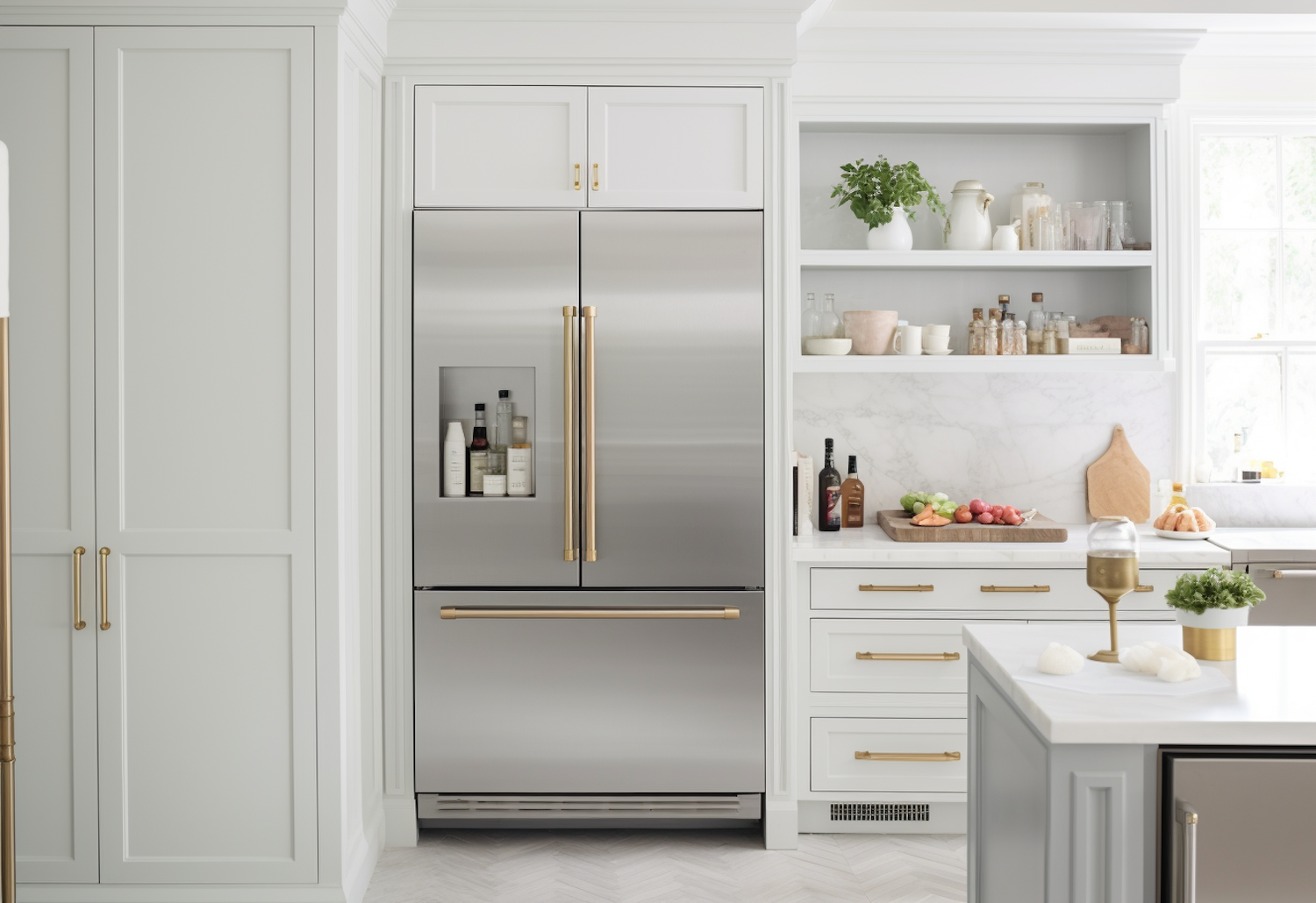 Refrigeradora de acero inoxidable en una cocina moderna